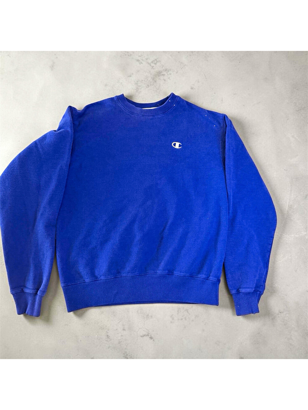 Champion Eco Authentic Men's Blue Crew Neck Pullover Fleece Logo Sweatshirt M